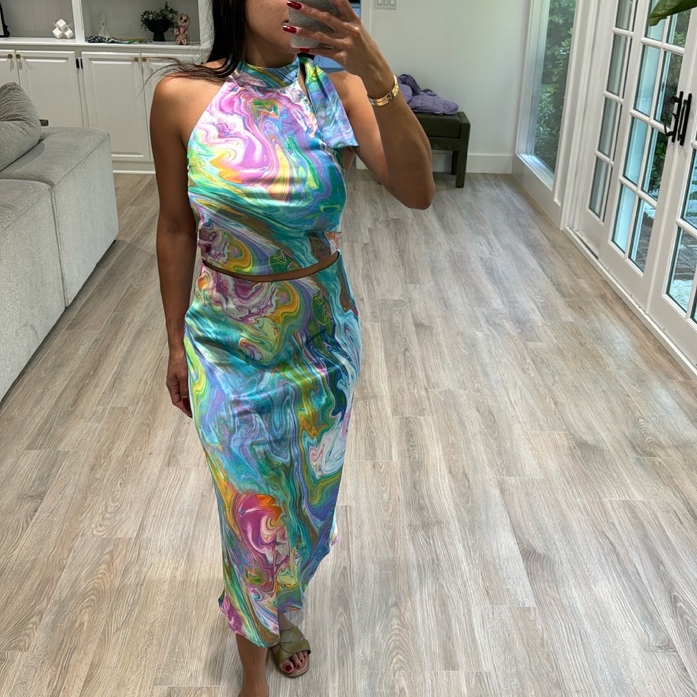 Sigrid Olsen Multicolor Swirl Skirt Set